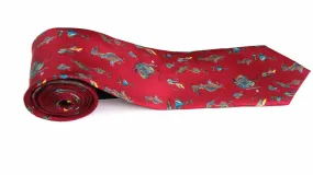 100% Silk Twill Tie in Aubergine Birds