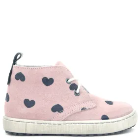 (2150B) Emel Pink Lace Up Trainers hearts