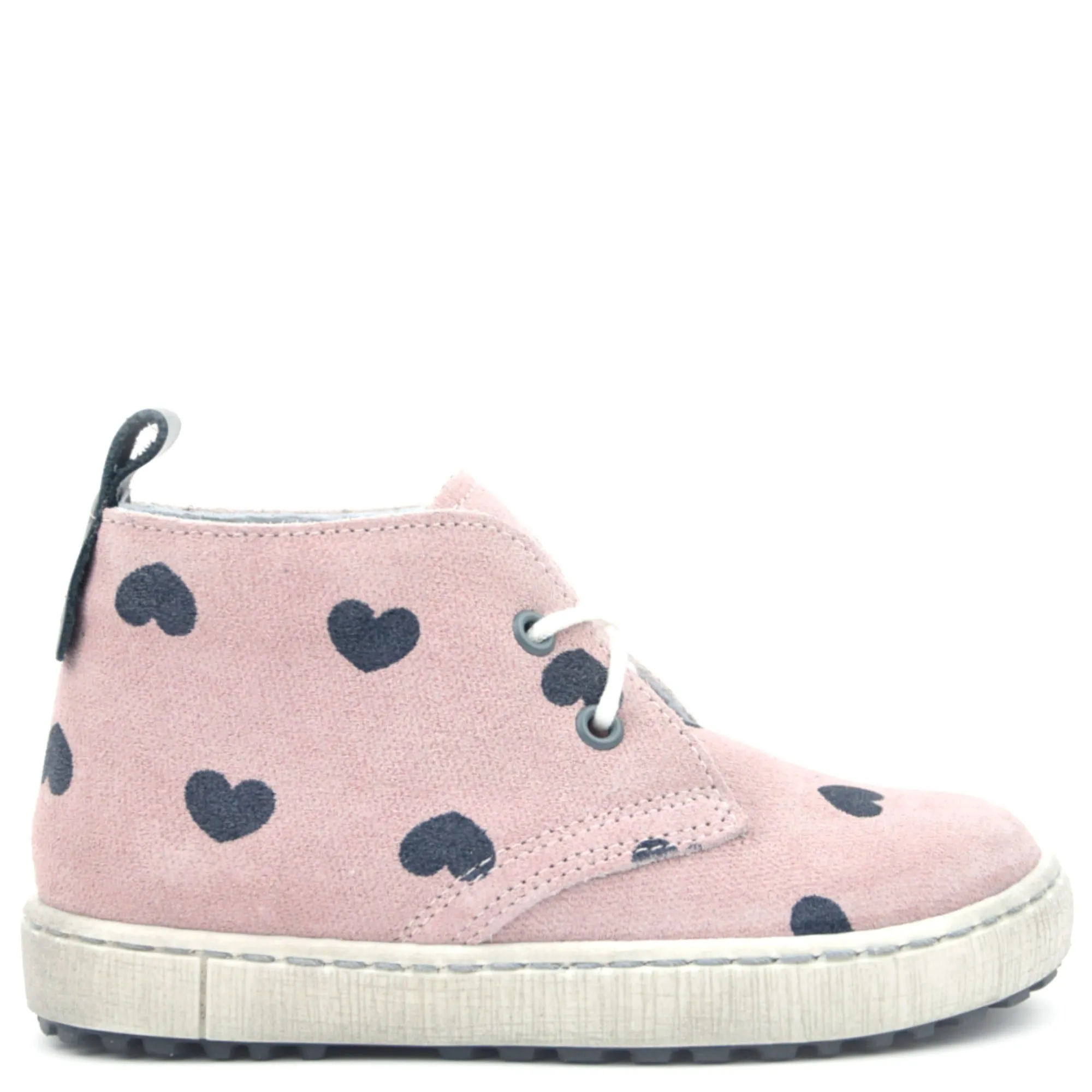 (2150B) Emel Pink Lace Up Trainers hearts