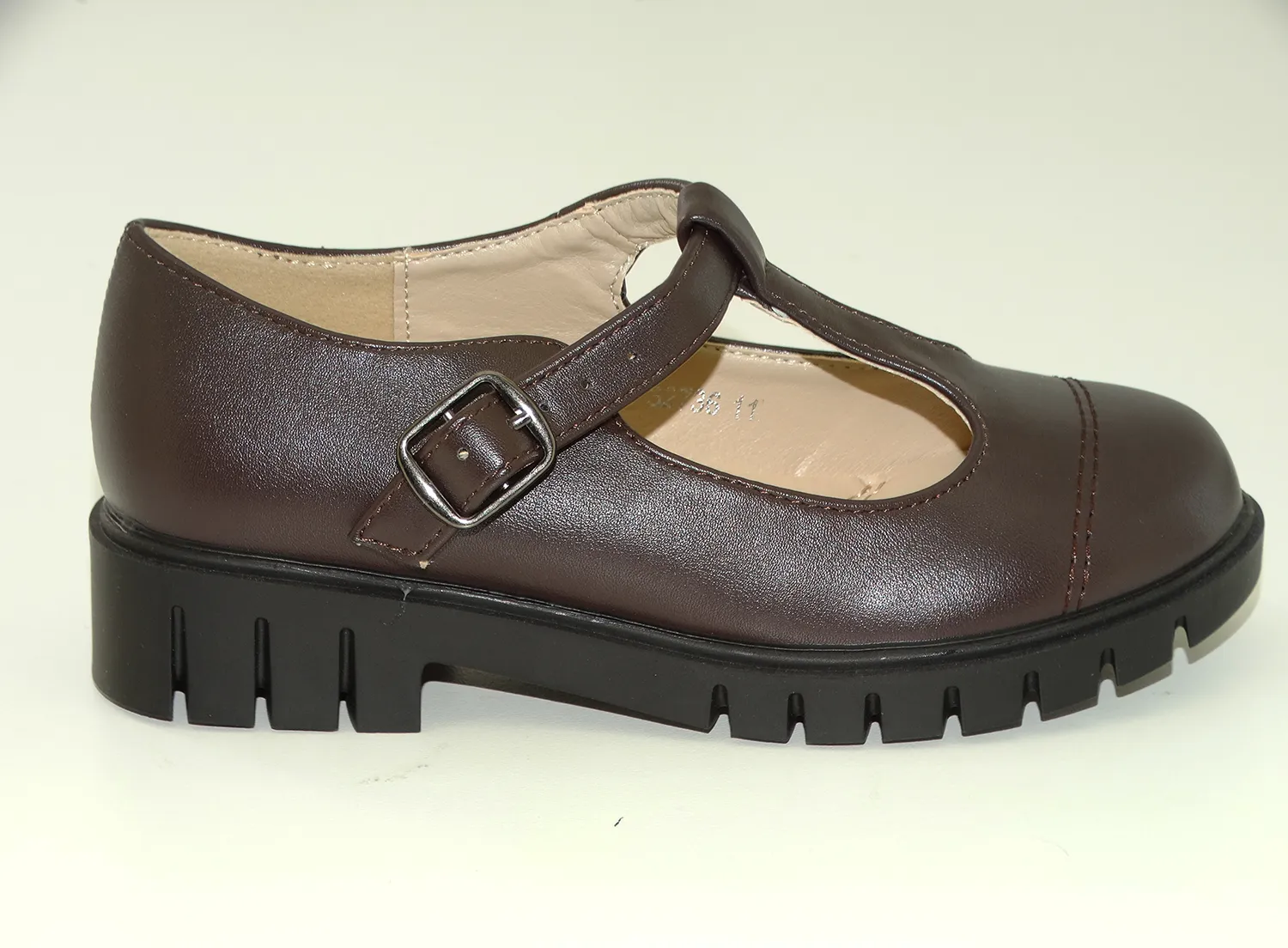 32736102, Katie - Girls' School Shoes - Brown (11-4)