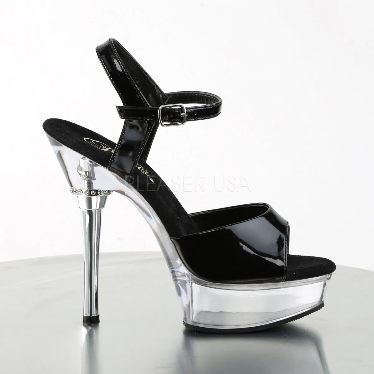 5 Inch Heel ALLURE-609 Black Pat-Clear