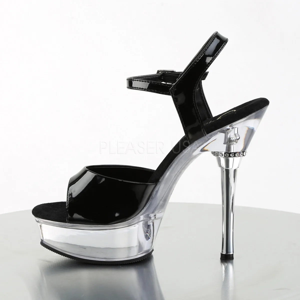 5 Inch Heel ALLURE-609 Black Pat-Clear