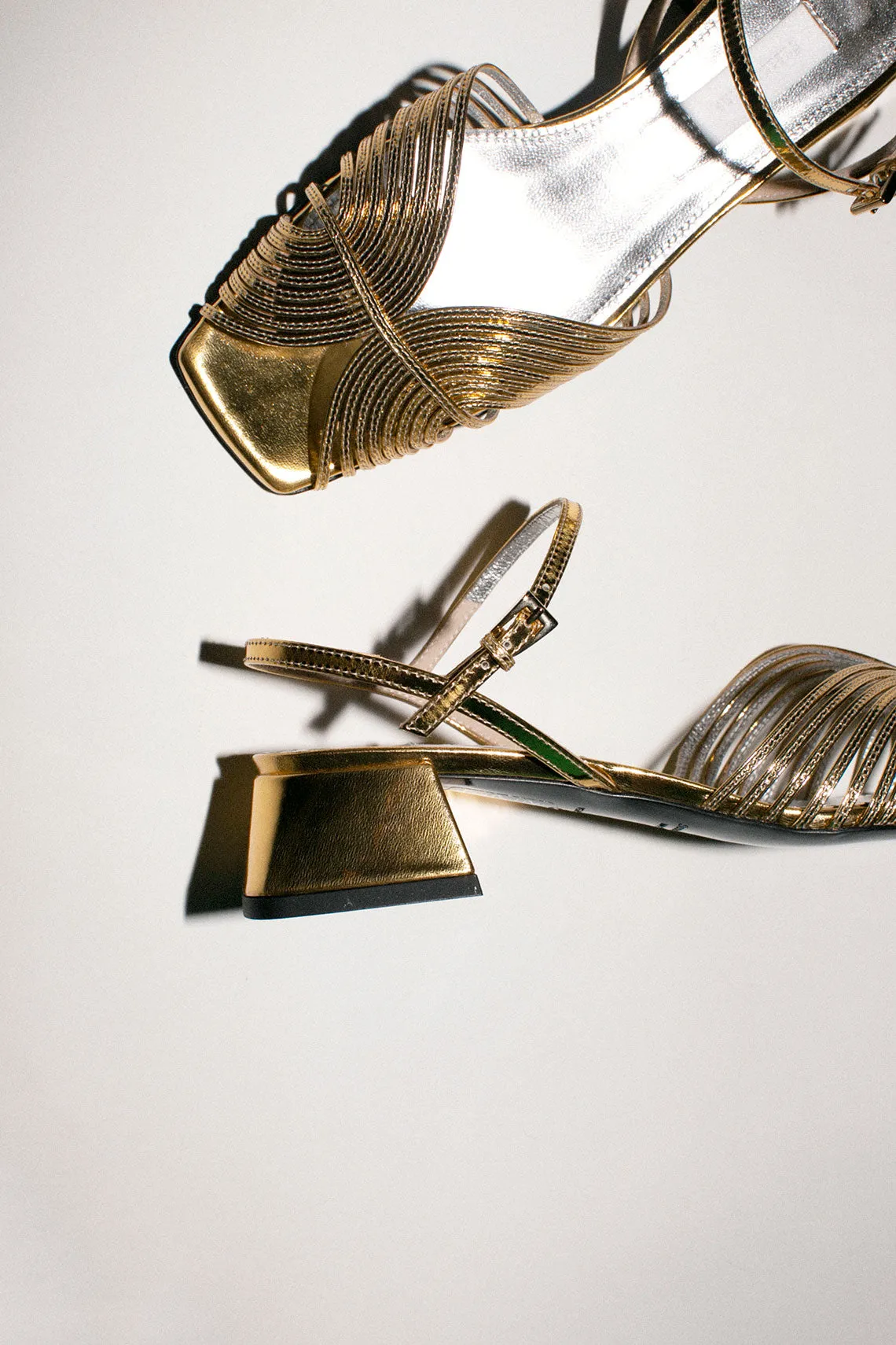 70's Gold Strappy Low Sandal
