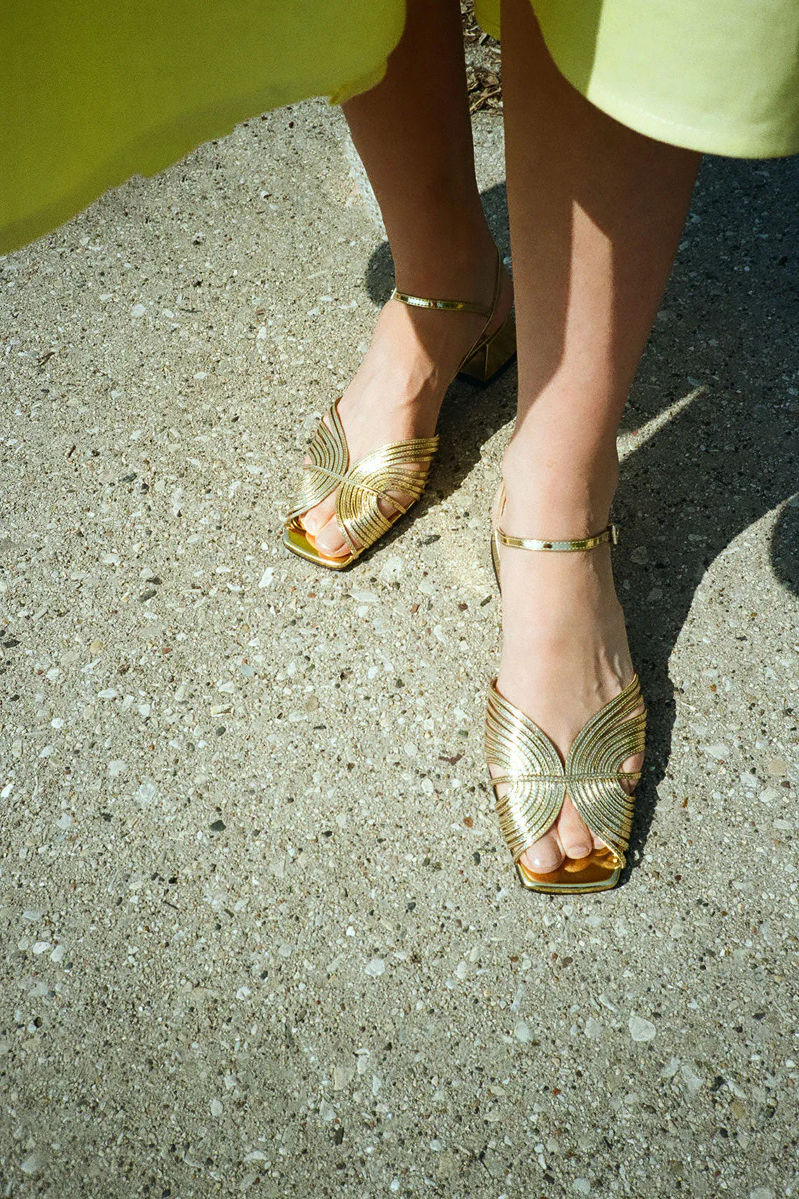 70's Gold Strappy Low Sandal