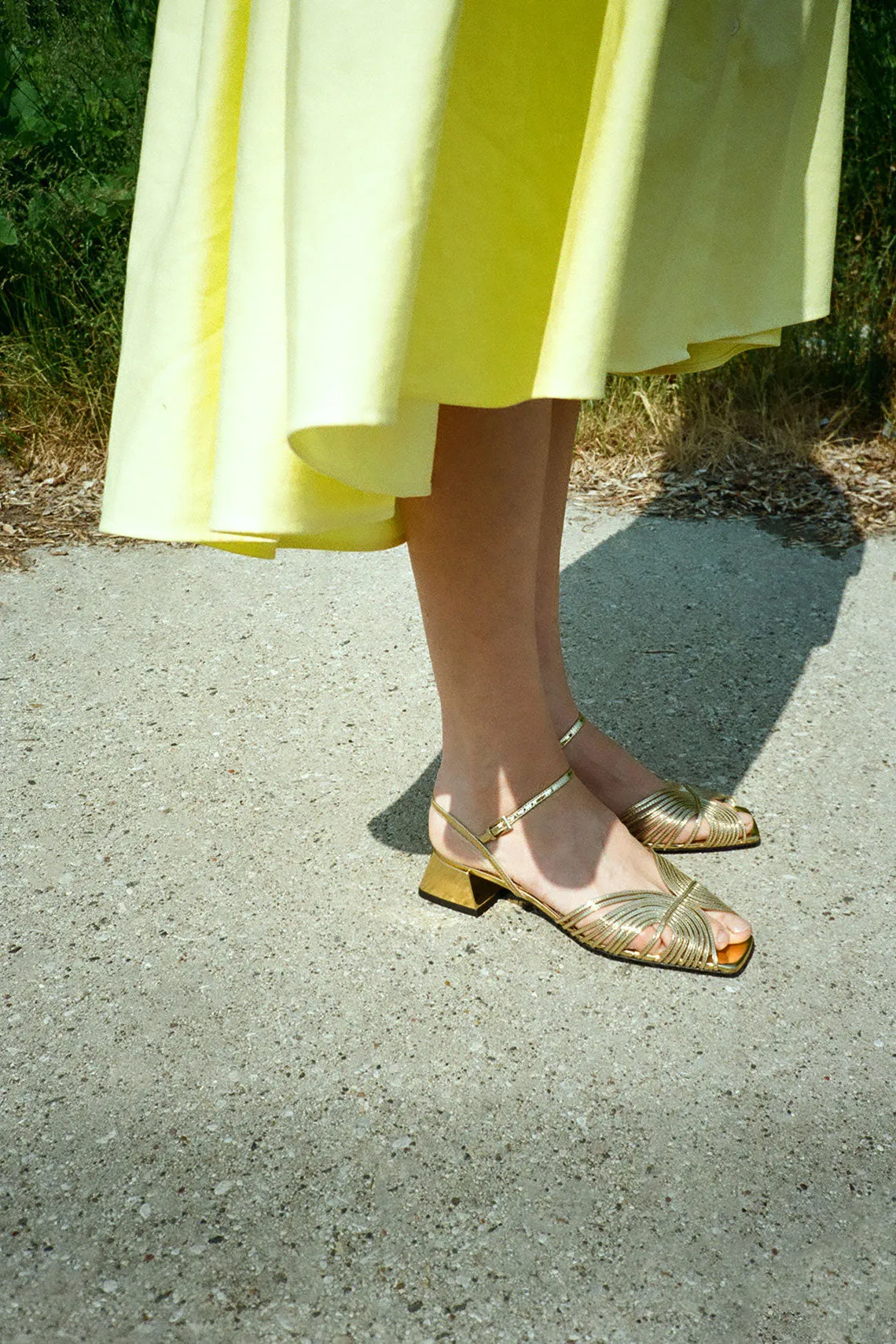70's Gold Strappy Low Sandal