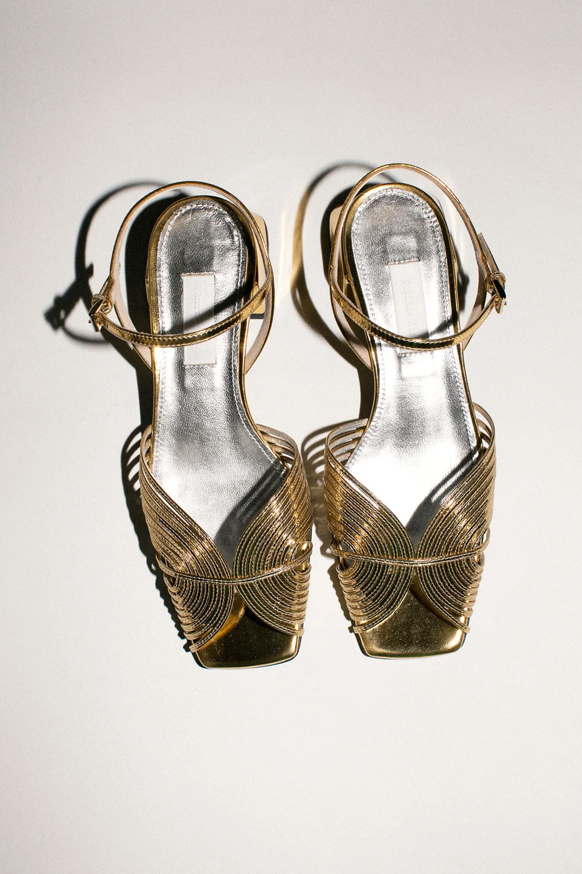 70's Gold Strappy Low Sandal