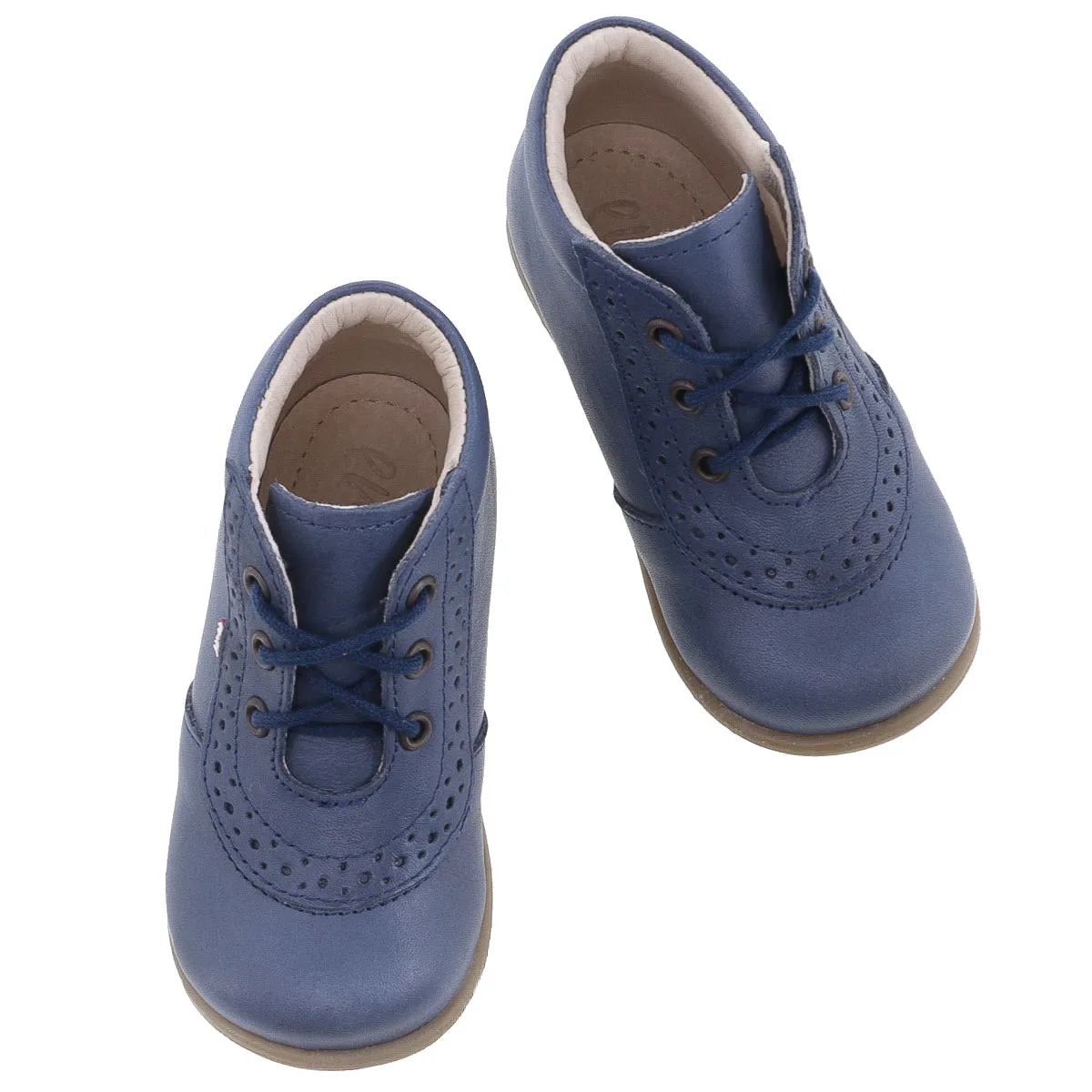 (716-13) Emel Lace Up First Shoes blue