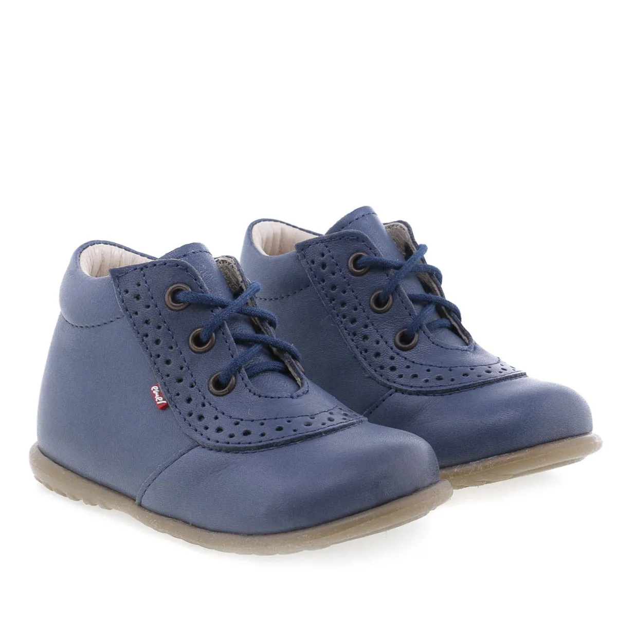 (716-13) Emel Lace Up First Shoes blue