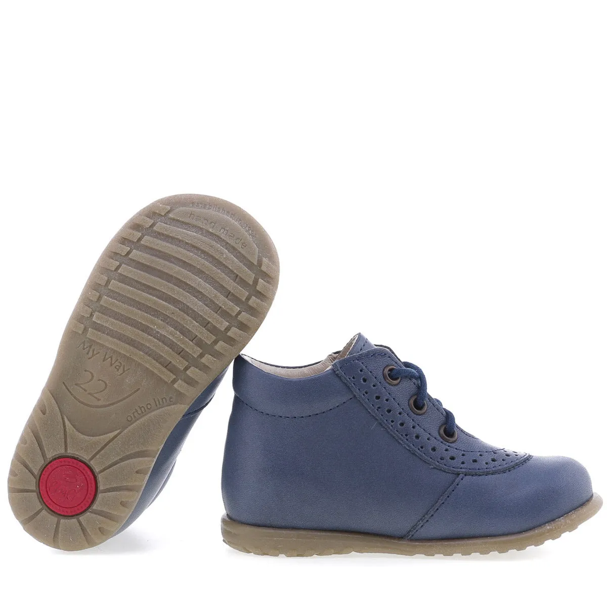 (716-13) Emel Lace Up First Shoes blue