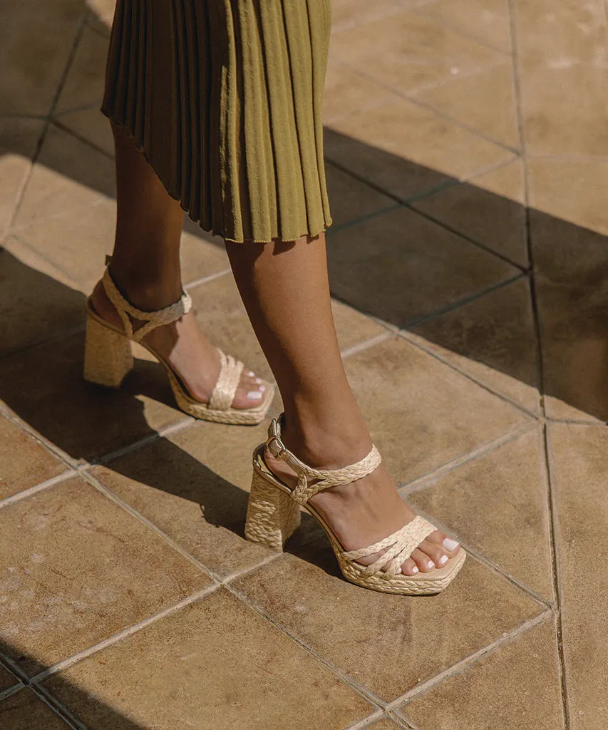 ALYSIA HEELS LT NATURAL RAFFIA