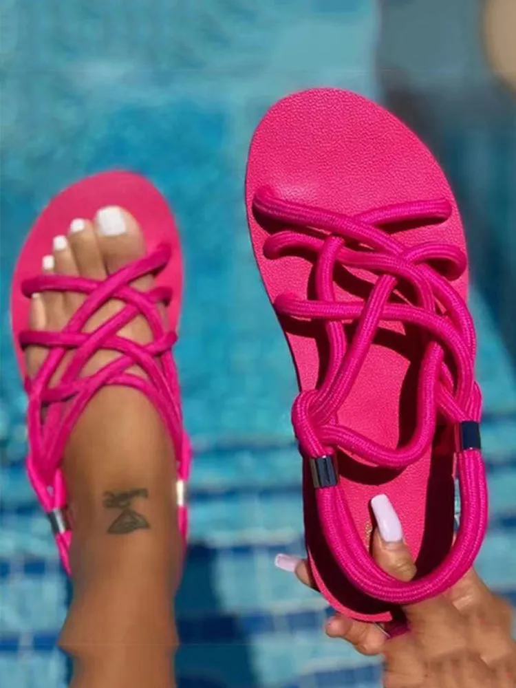 Amozae--Crossover Rope Flats Sandals