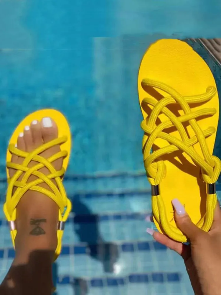 Amozae--Crossover Rope Flats Sandals