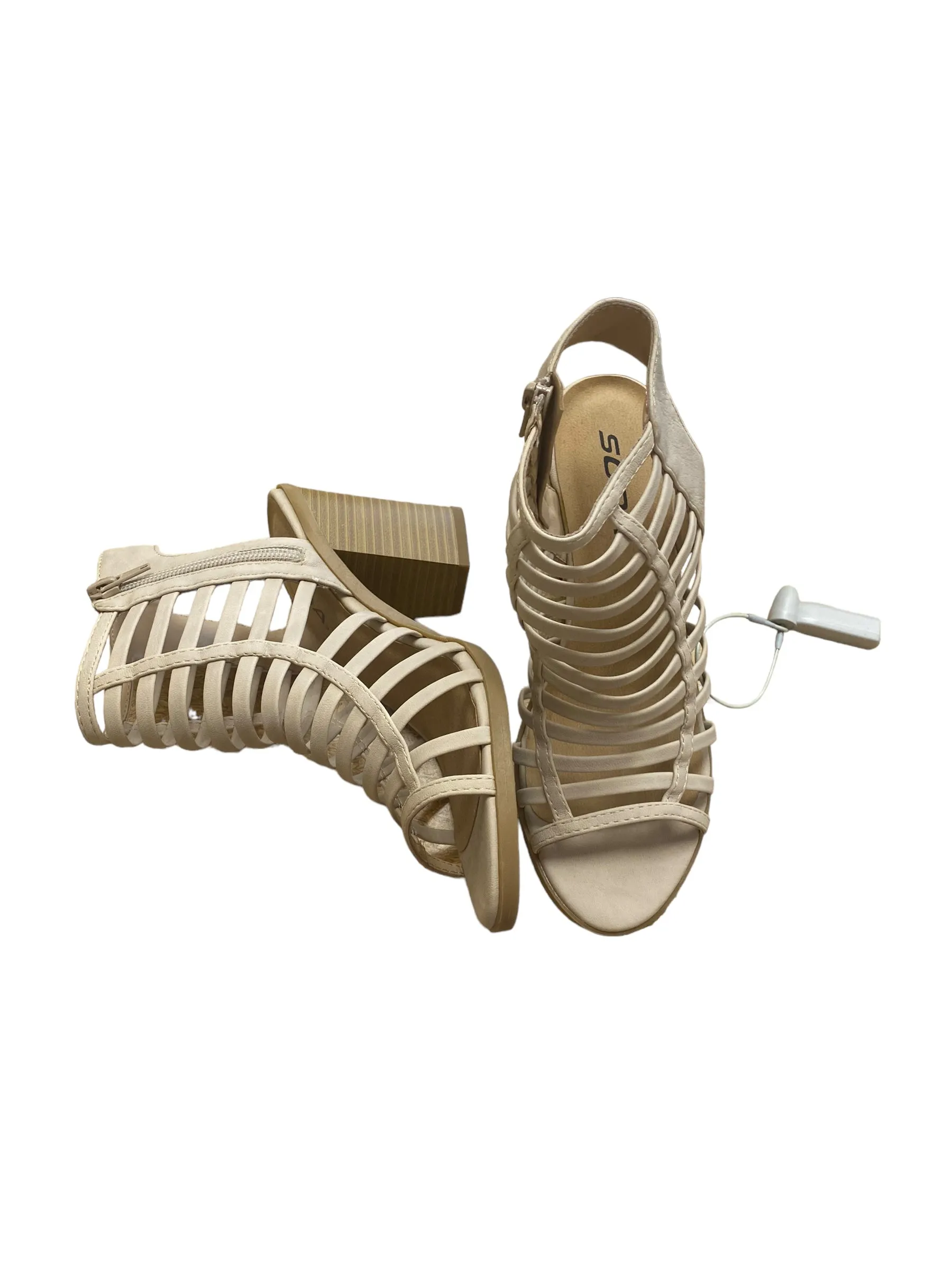 Beige Shoes Heels Block Soda, Size 6