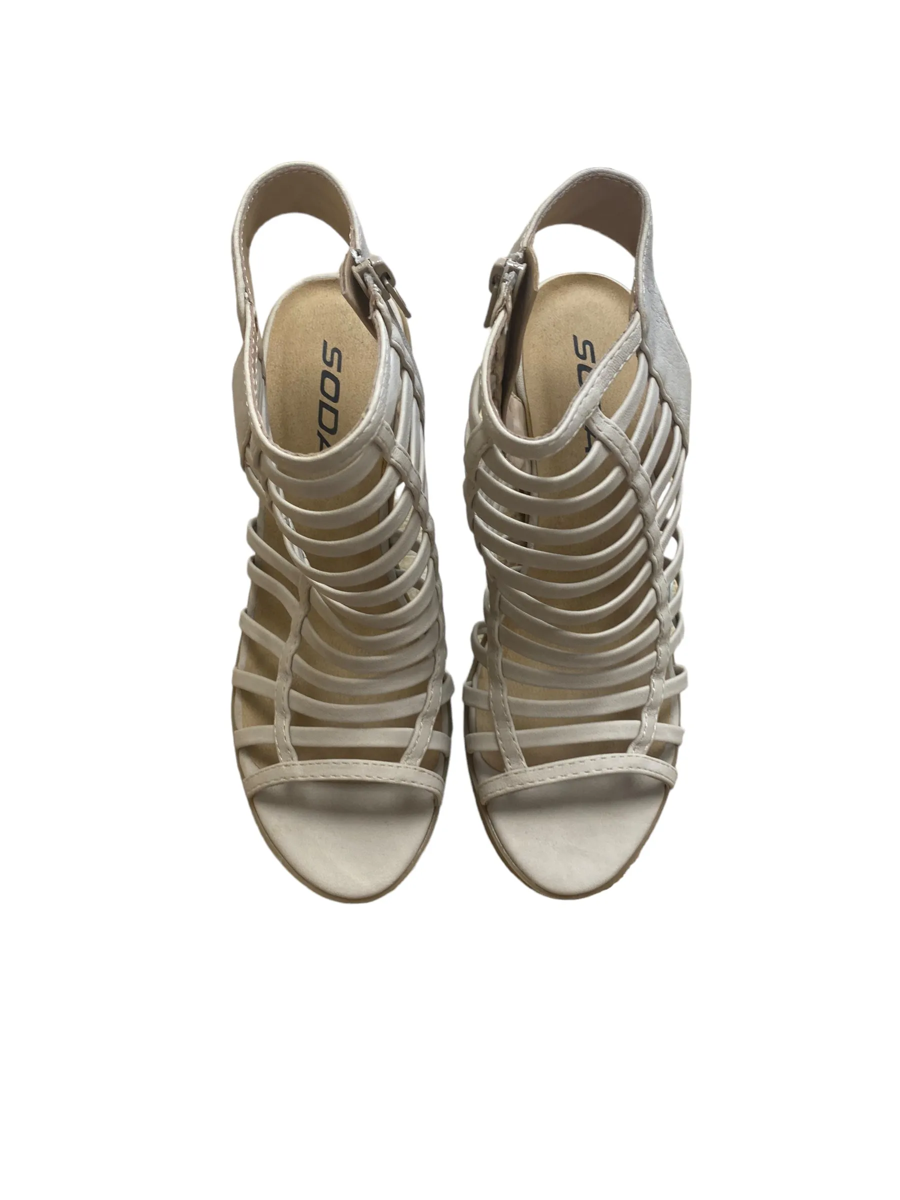 Beige Shoes Heels Block Soda, Size 6