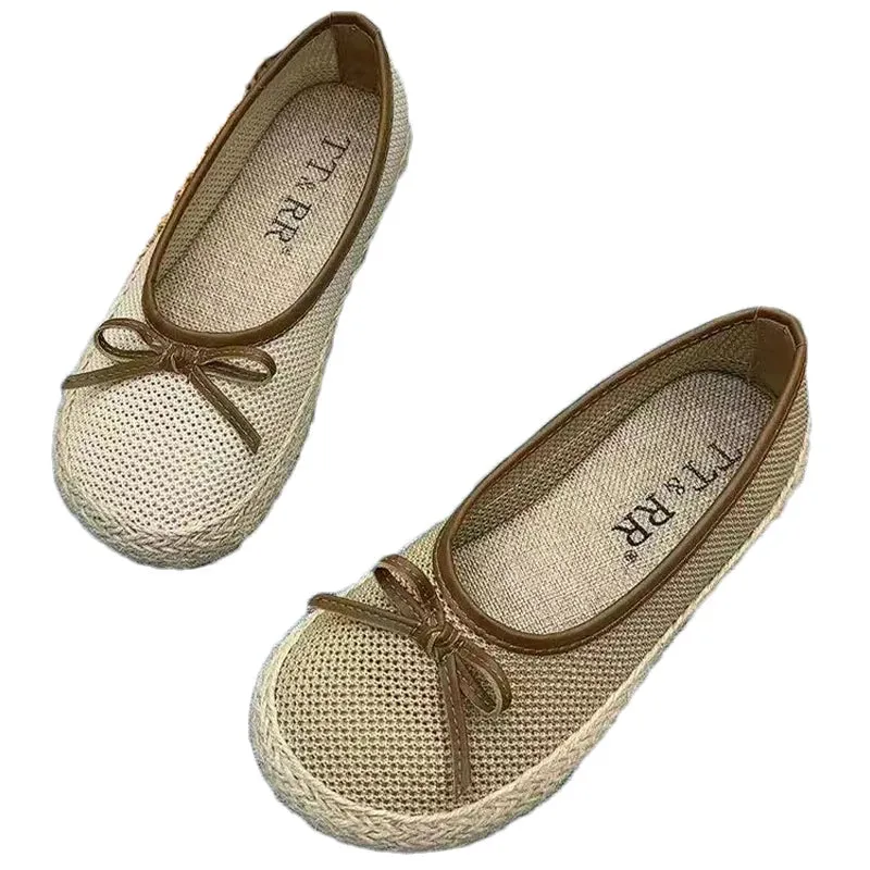binfenxie  -  Women Weave Bow Flats Shoes Shallow Fad Casual Shoes 2024 Comfort Sandals Autumn Designer Shoes Walking Soft Sole Lady Zapatos