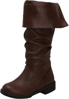 Boots for Women 2024 Vintage Flanging Pirate Boots GothicFaux Leather Mid Calf Boots Stylish Cosplay Costume Shoes