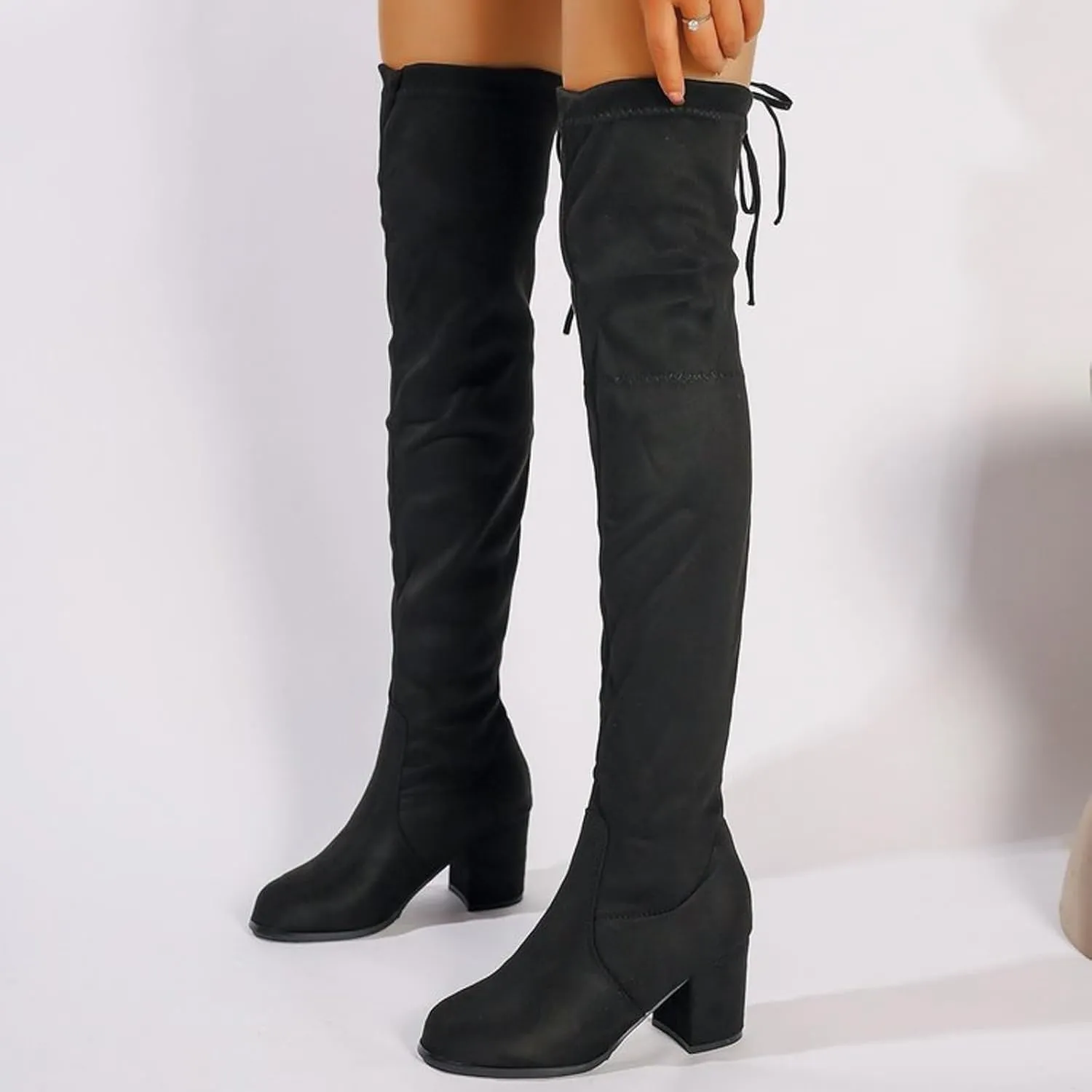 Boots for Women Fashion Over The Knee Thigh High Chunky Heel Boots Long Stretch Sexy Fall Boots 2024