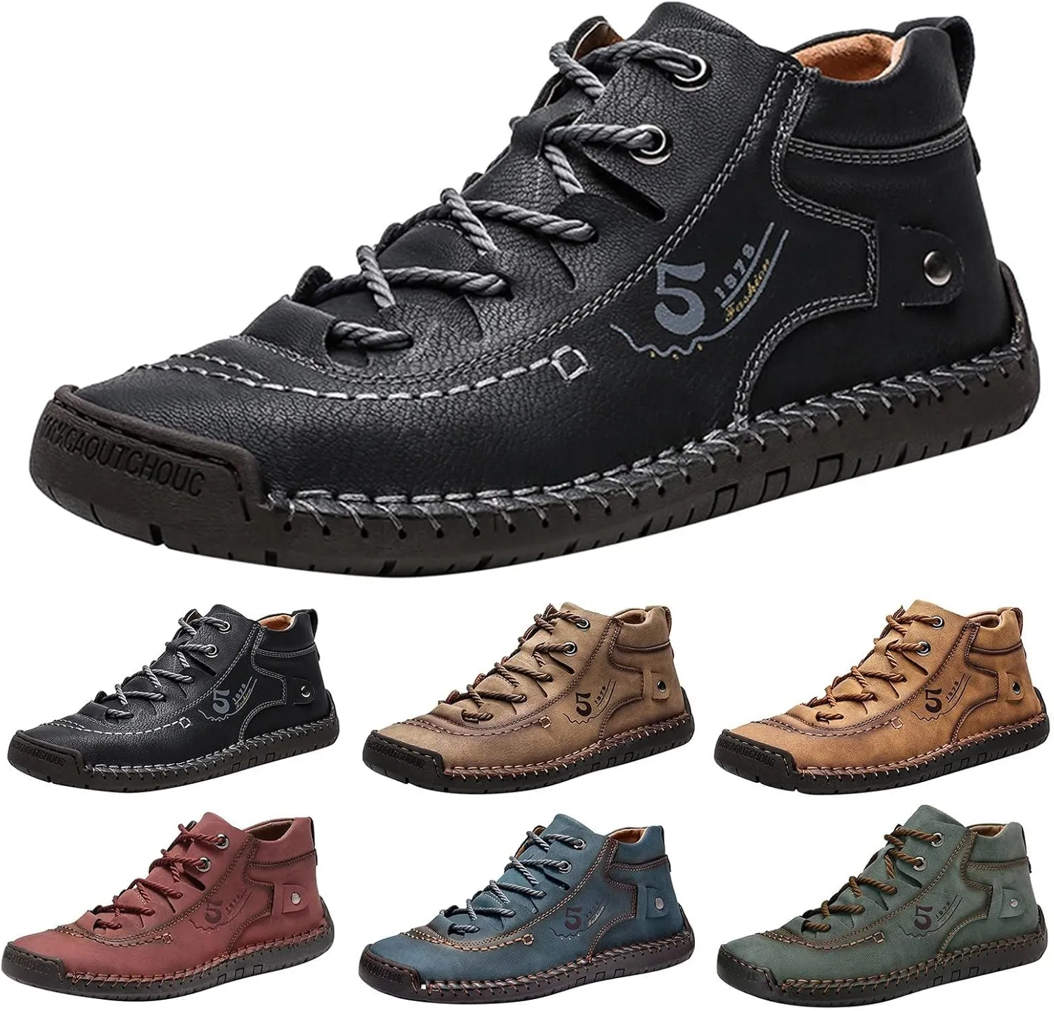 BORAMAX Mens Casual Shoes Fashion Sneakers Non Slip PU Leather Classic Walking Shoes Suit Shoes Autumn Mid Top Men Shoes