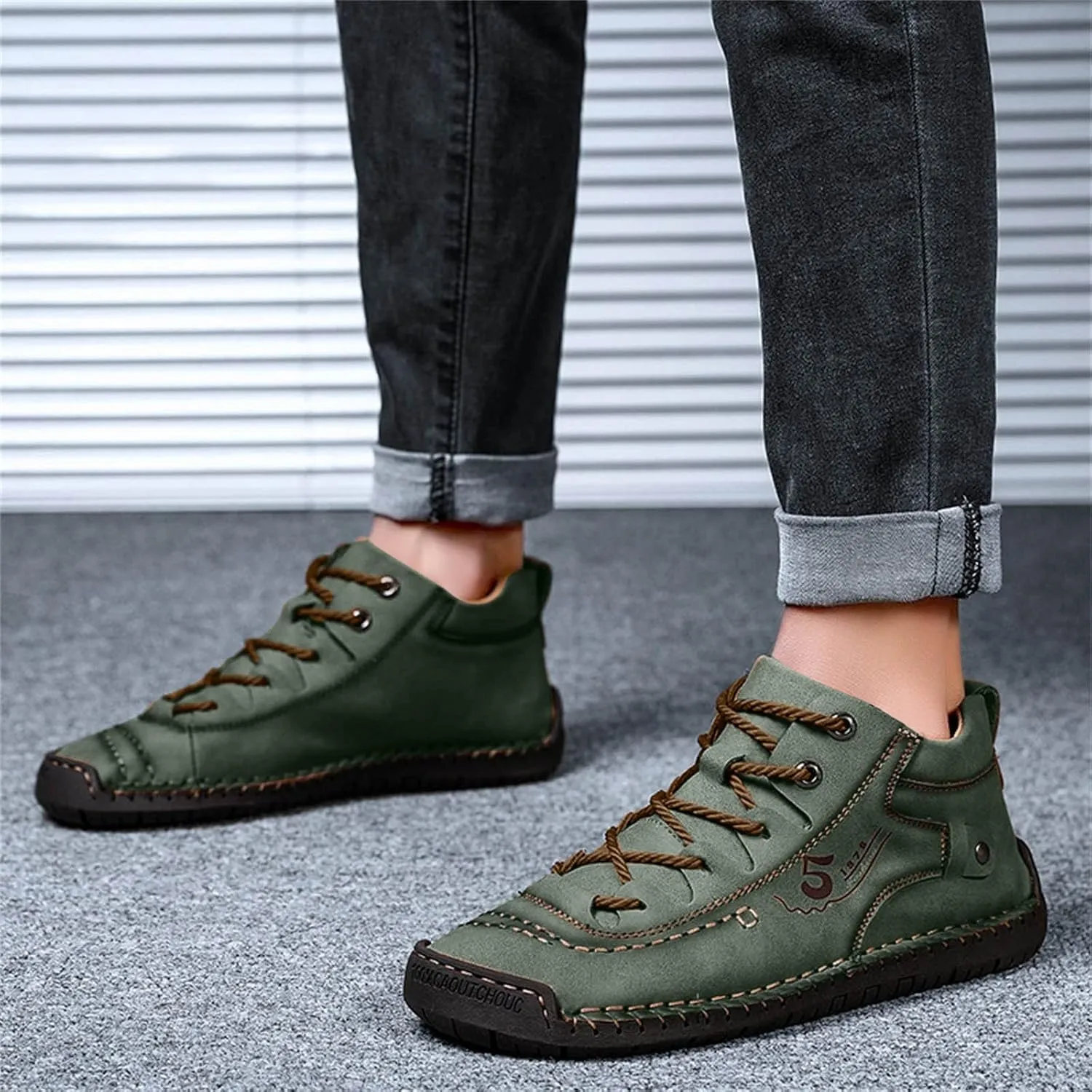 BORAMAX Mens Casual Shoes Fashion Sneakers Non Slip PU Leather Classic Walking Shoes Suit Shoes Autumn Mid Top Men Shoes
