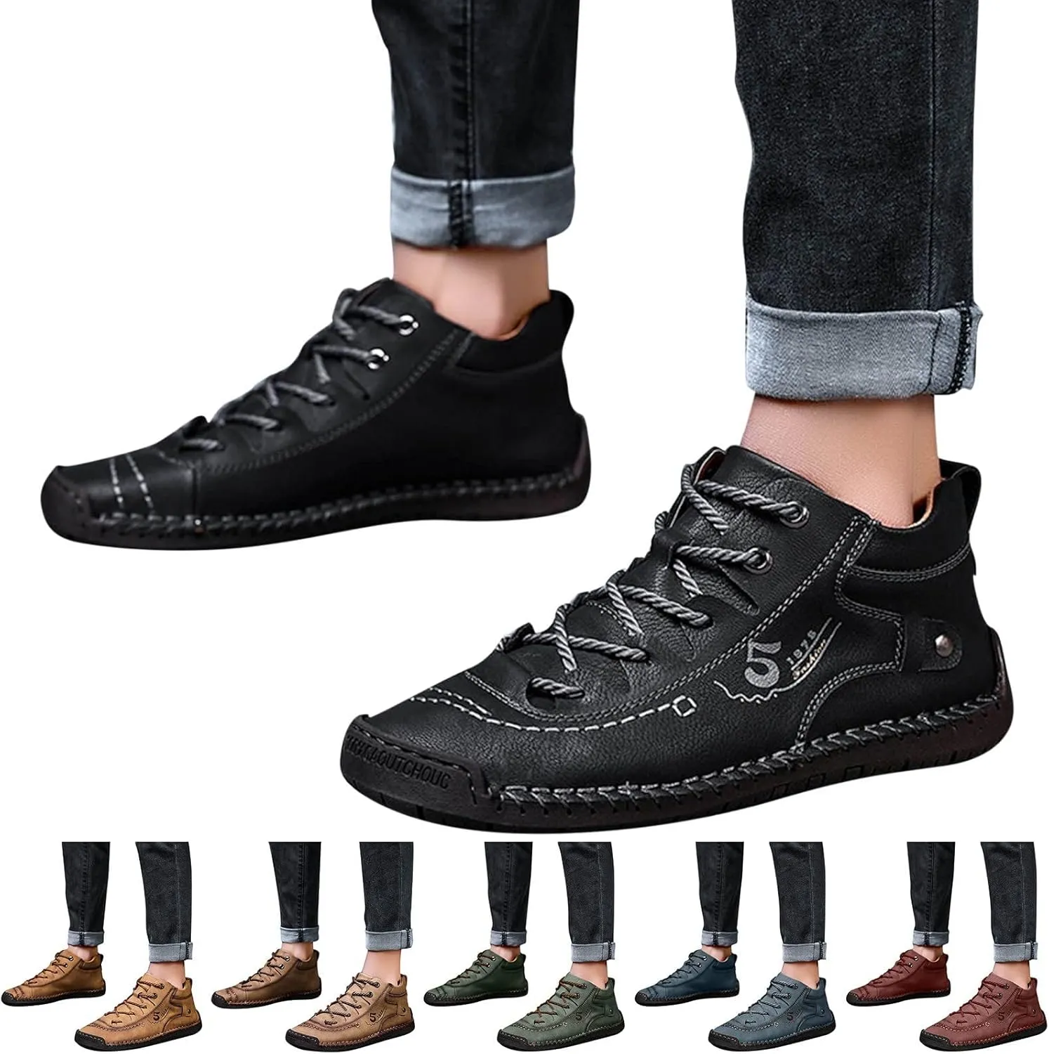 BORAMAX Mens Casual Shoes Fashion Sneakers Non Slip PU Leather Classic Walking Shoes Suit Shoes Autumn Mid Top Men Shoes