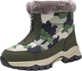 Boys Girls Snow Boots Big Kids Snow Boots Waterproof Resistant Outdoor Warm Faux Fur Lined Shoes Snow Boots