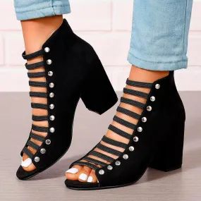 Chunky Block Heel Sandals for Women Dressy,Open Toe Slingback Strappy Heels for Women Sexy Back Zipper Ladies Cutout Dress Shoes Holiday Party Wedding Summer Ankle Booties