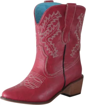 Combat Boots Womens Leopard Print Embroidery Cowboy Boots Chunky Heel Pointed Pull On Ankle Short Booties