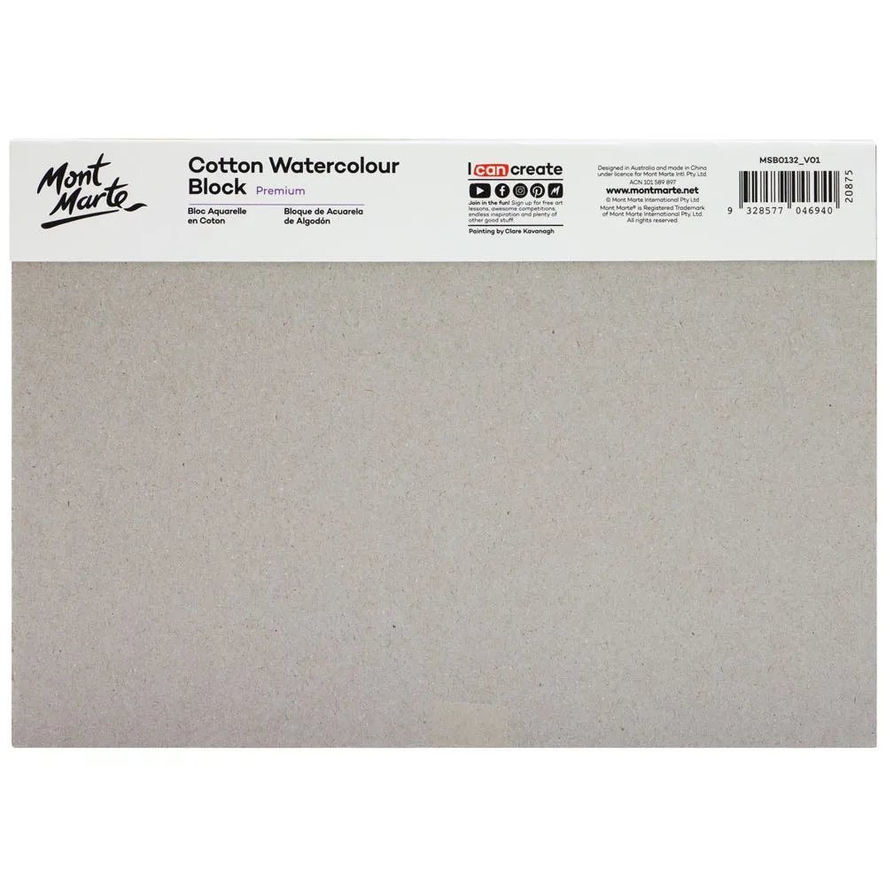 Cotton Watercolour Paper Block Premium 300gsm A5 (8.3 x 5.8in) 12 Sheet