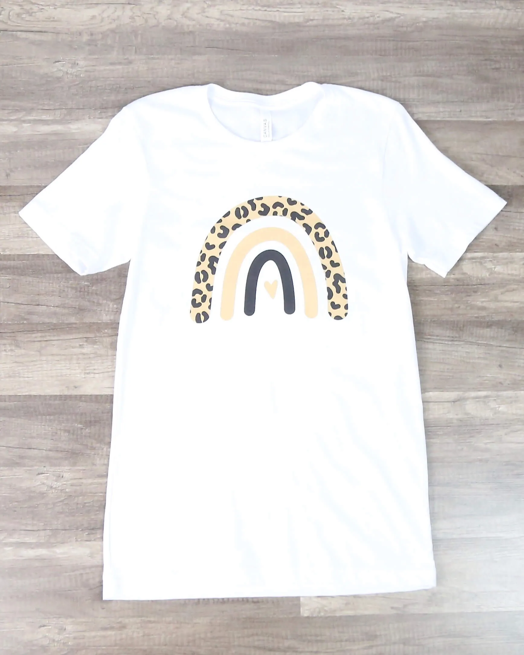 Distracted - Leopard Rainbow Graphic Tee in White