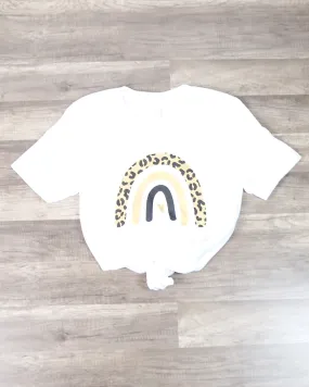 Distracted - Leopard Rainbow Graphic Tee in White