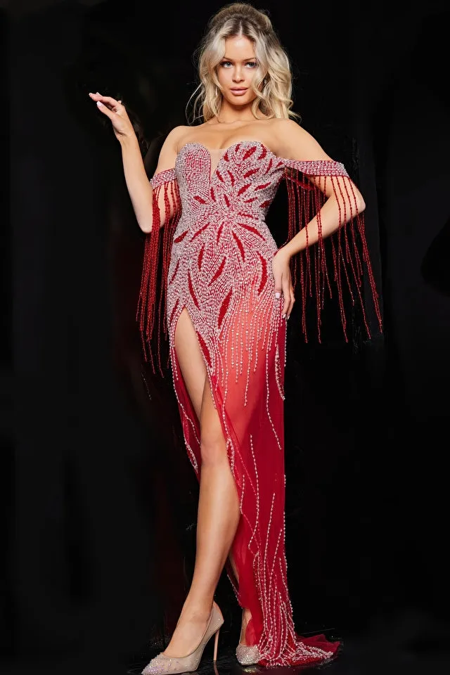 Dorit | Beaded High Slit Evening Gown | Jovani 07031