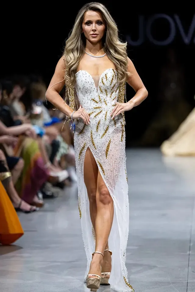Dorit | Beaded High Slit Evening Gown | Jovani 07031