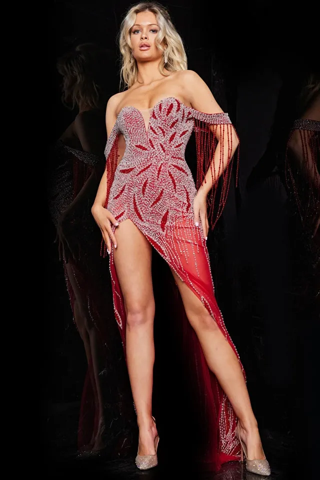 Dorit | Beaded High Slit Evening Gown | Jovani 07031