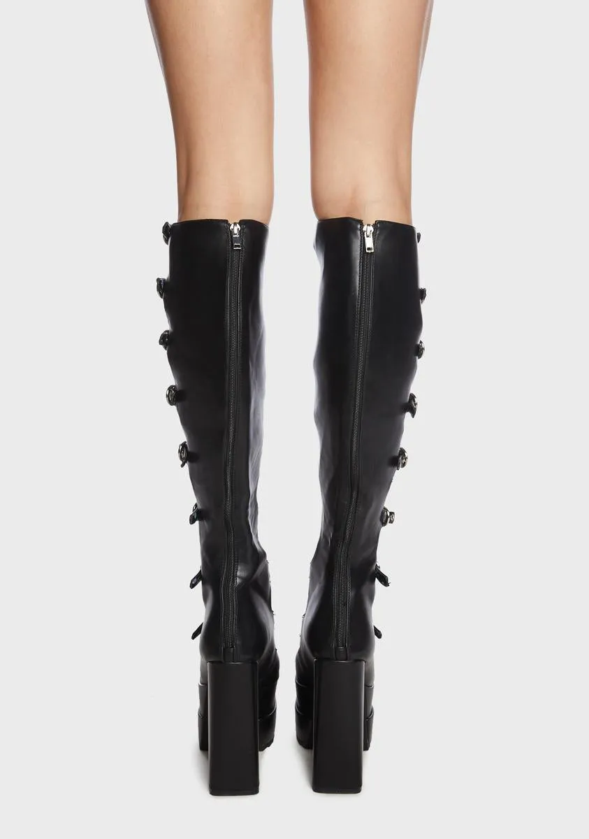 Fastened Up Thigh High Boots