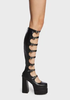 Fastened Up Thigh High Boots