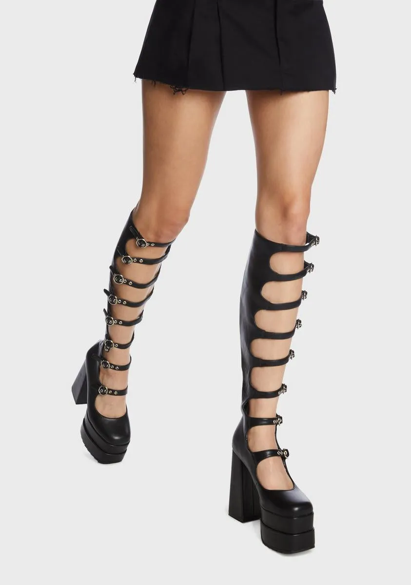 Fastened Up Thigh High Boots