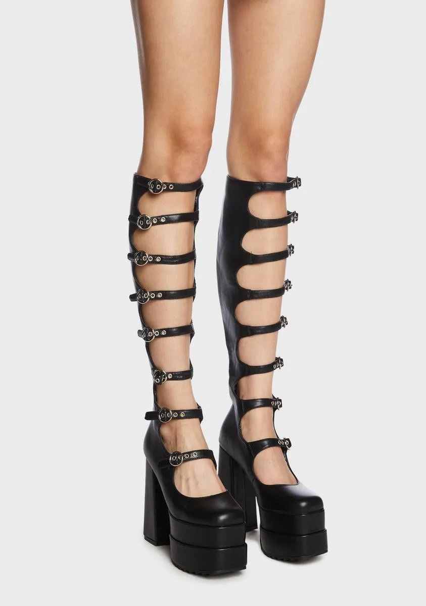 Fastened Up Thigh High Boots