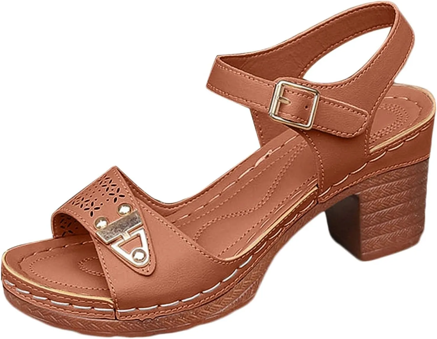 High Chunky Heels Ankle Strap Dress Sandals Outer Wear Fashion Casual Thick Bottom Sandals Female