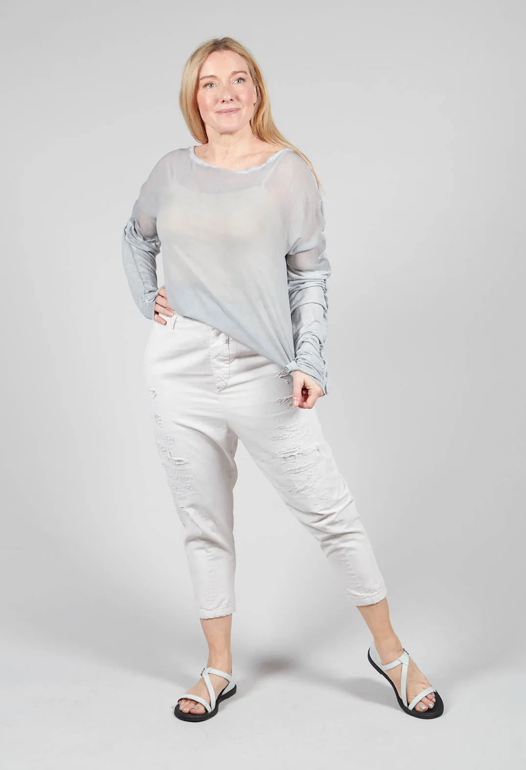 High Waisted Drop Crotch Trousers in Cream Original