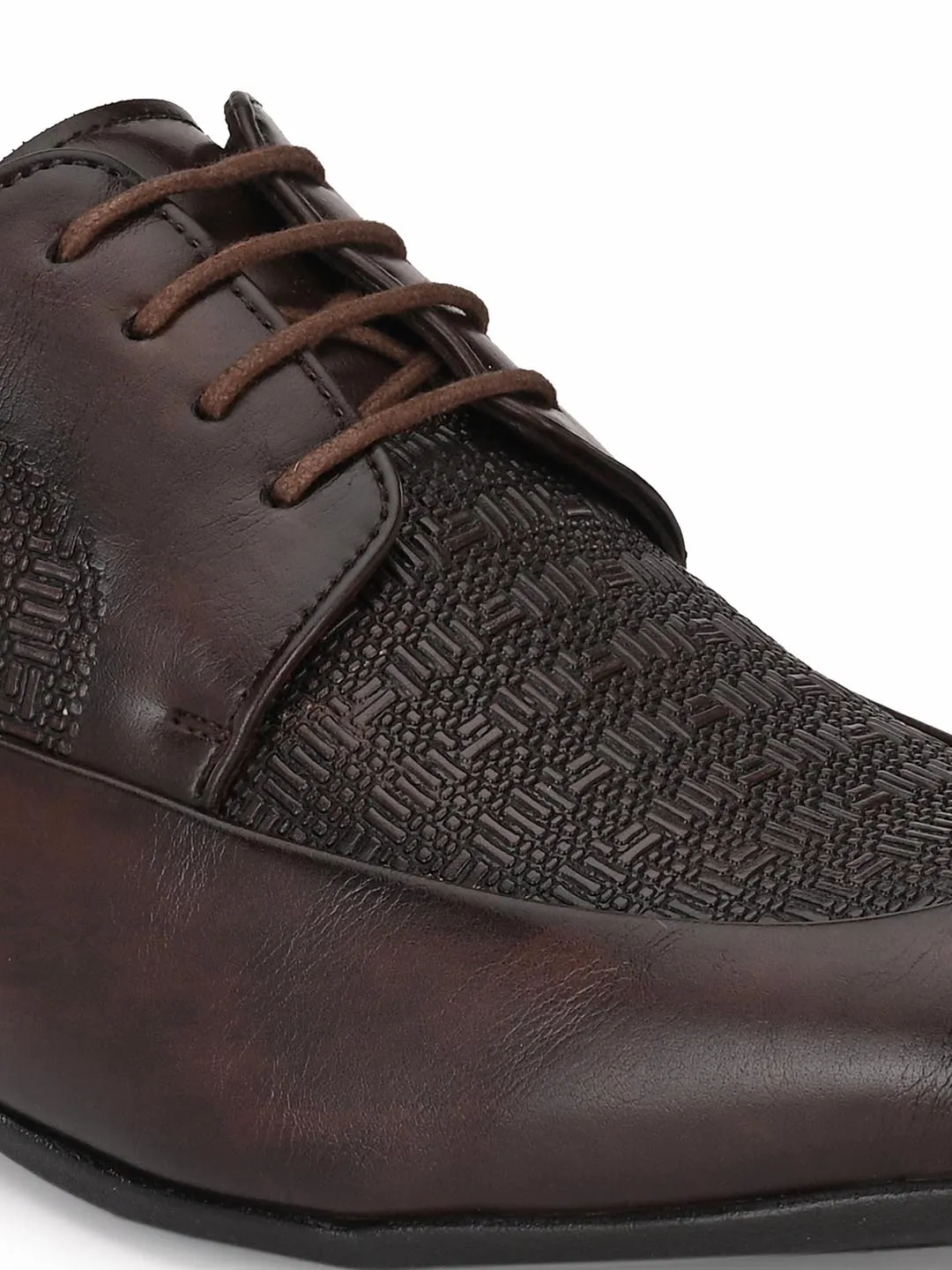 Hitz Men's Brown Synthetic Lace-up Semi-Formal Shoes