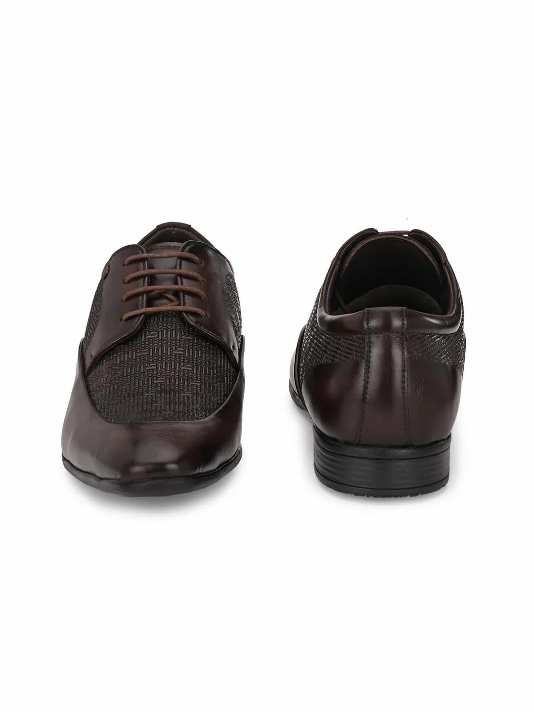 Hitz Men's Brown Synthetic Lace-up Semi-Formal Shoes