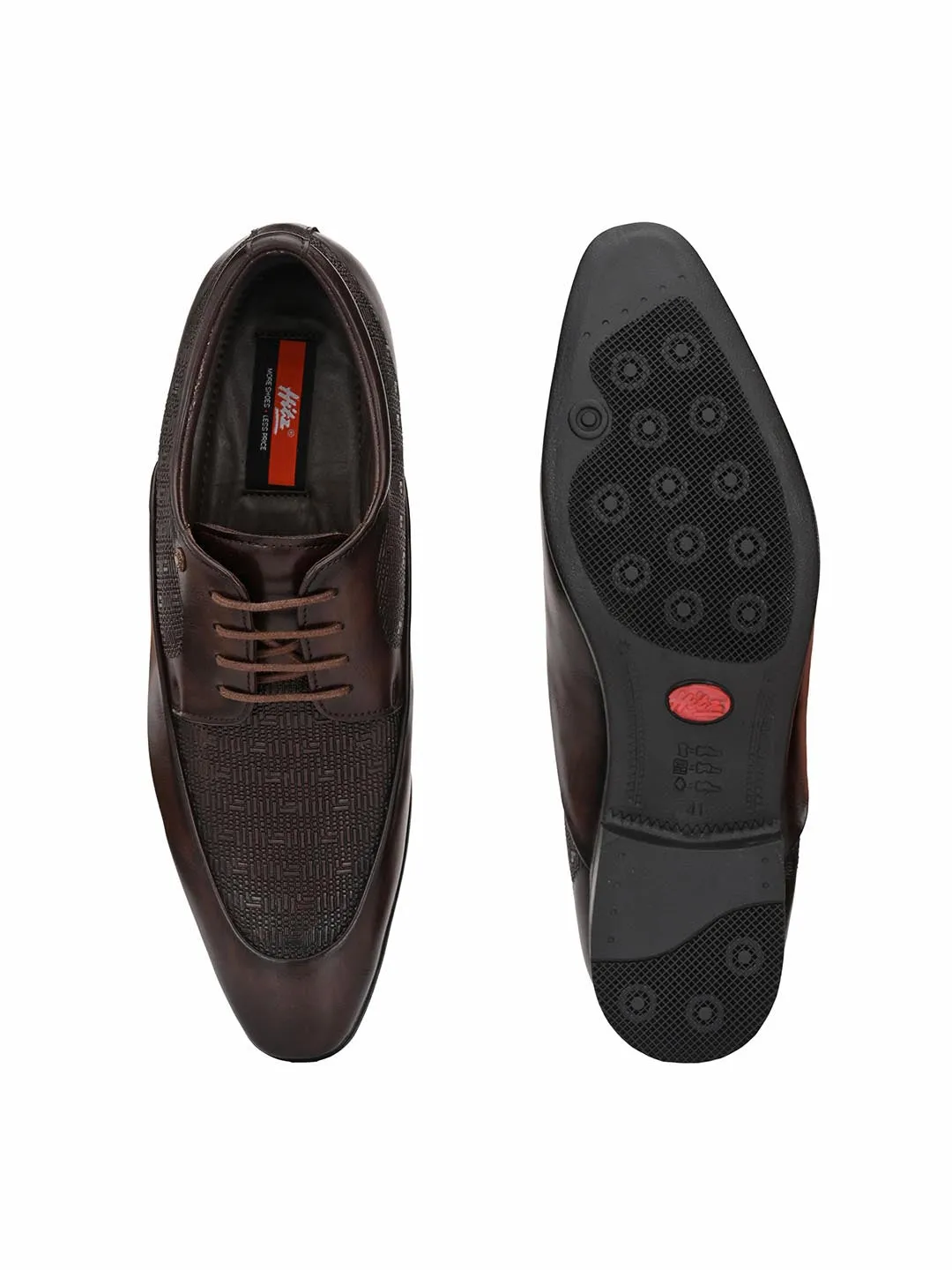Hitz Men's Brown Synthetic Lace-up Semi-Formal Shoes