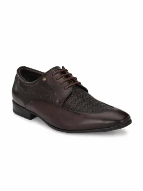 Hitz Men's Brown Synthetic Lace-up Semi-Formal Shoes