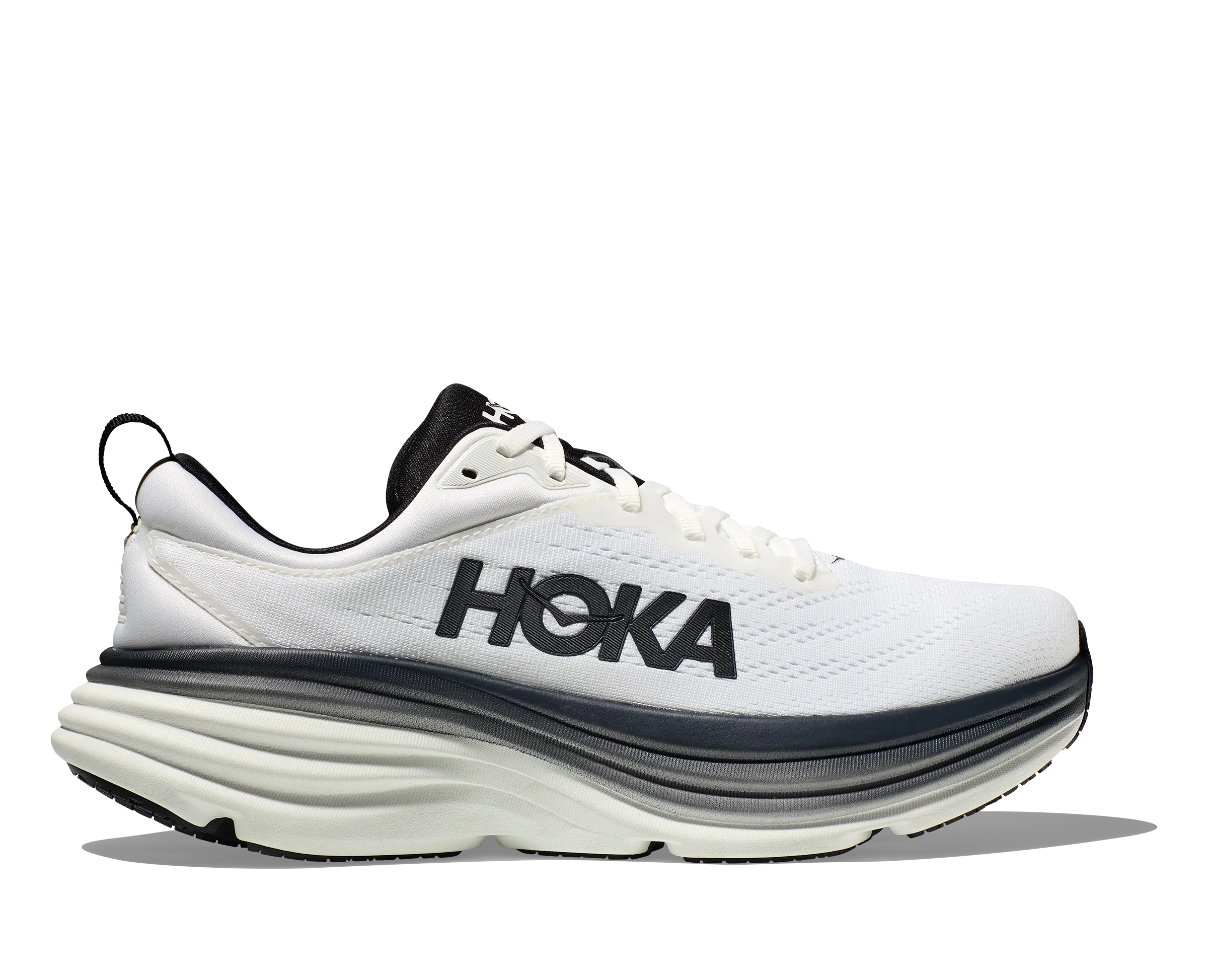Hoka Bondi 8 White Black WIDE Men's