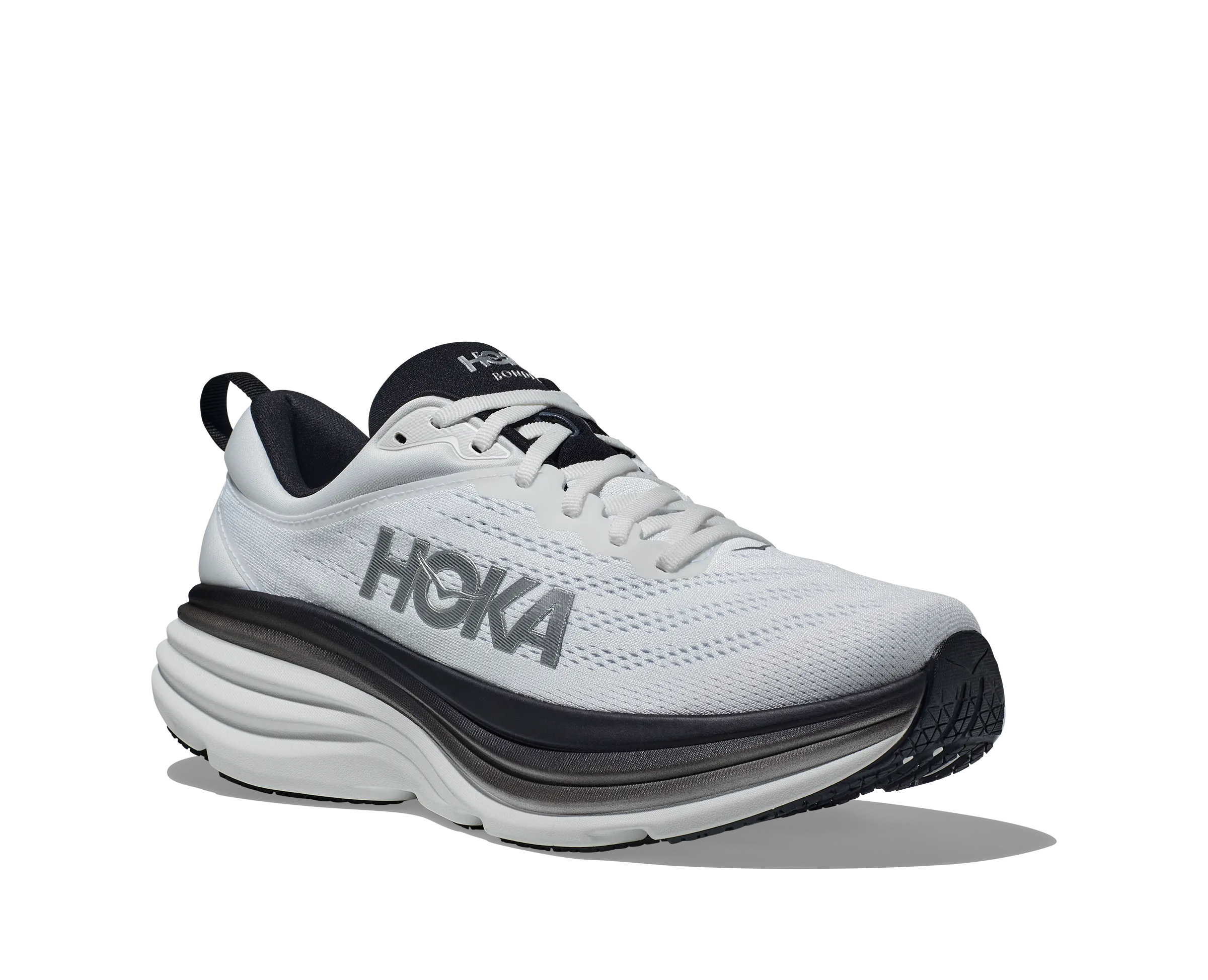 Hoka Bondi 8 White Black WIDE Men's