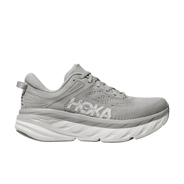HOKA Womens Bondi 7 Running Shoes, Wide Width - Grey