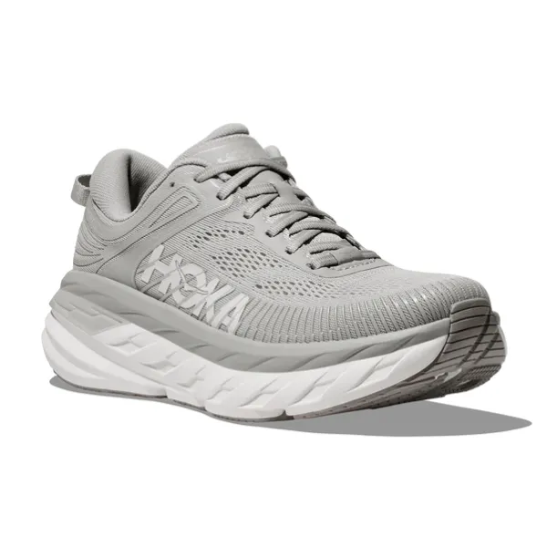 HOKA Womens Bondi 7 Running Shoes, Wide Width - Grey