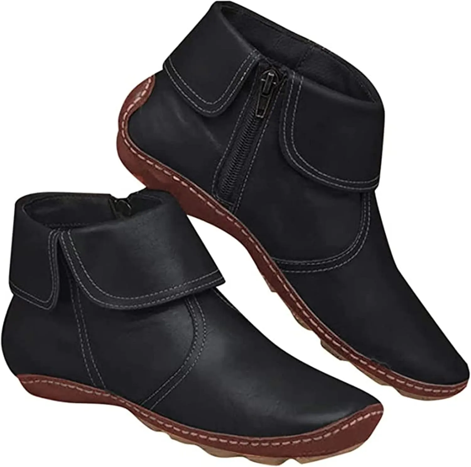 Ladmiple Boots For Women Ankle Booties Walking Western Round Toe Fashion Cowgirl Boot Pull On Cowboy Short Booties For Ladies