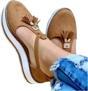 Ladmiple Platform Shoes For Women Dressy Closed Toe Women's Low Top Sneakers Slip On Canvas Shoes Comfort Platform Walking Shoes Dressy Casual Summer Fashion Non Slip Flats Loafers