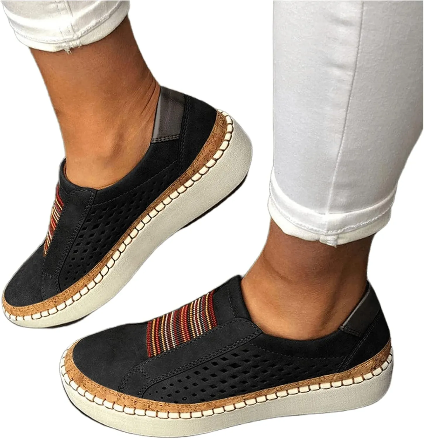 Ladmiple Sneakers For Women Slip On Wide Width Canvas Shoes Casual Cute Fashion Walking Shoe Dressy Summer Flats Loafers